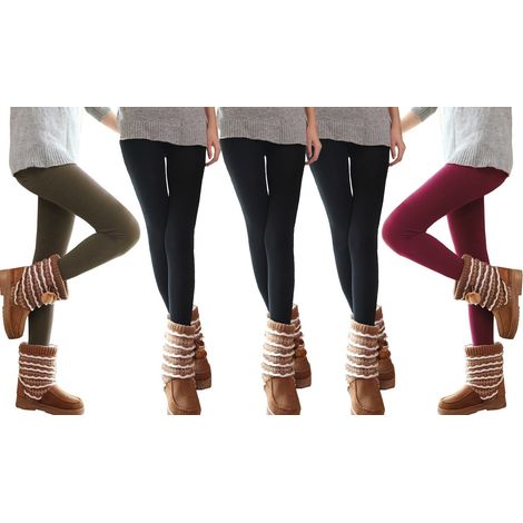 Pack de 5 leggings effet thermique - doublure collants leggings stretch hivers Taille: L-XL (1/4)