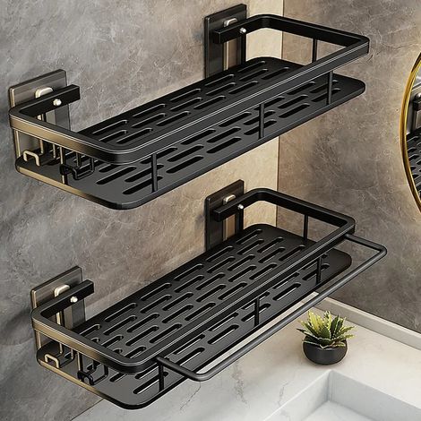 2 étagères de salle de bain, support de douche, support de douche sans perçage, accessoires de salle de bain, support de douche, support de douche, support de dou (1/2)