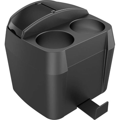 Boîte de rangement multifonctionnelle pour voiture, organisateur de siège auto, porte-gobelet, poubelle intégrée, noire (1/3)