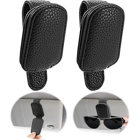 [MAI USATO] pezzi Portaocchiali magnetico per auto, clip per visiera parasole per auto, universale, portaocchiali da sole per auto, accessori per auto (nero) (1/5)