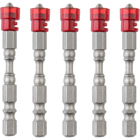 Kit d'outils à tige hexagonale magnétique en acier allié 5 pièces, embout de tournevis croisé S2 pour le travail rouge