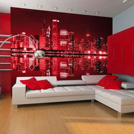 Papier peint chicago couleur du vin rouge - 250 x 193 cm