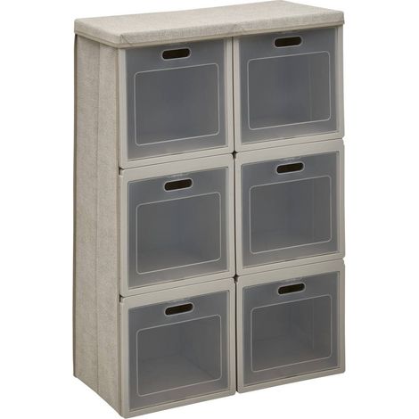 Rangement 6 cases pliable cube'n door 61x91cm beige - 5five (1/5)