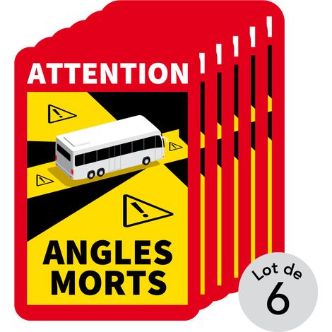 Autocollants Attention Angles Morts Autobus (M0375). Lot de 6 . - Lot de 6 (1/5)