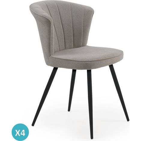 Ensemble de 4 chaises rembourrées couleur cappuccino avec pieds en métal noir (1/5)