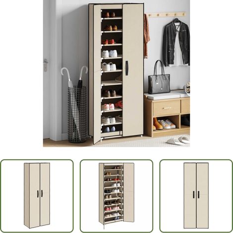 vidaXL Schuhschrank Creme - Schuhschrank Creme 60x30x166 cm Stoff (1/5)