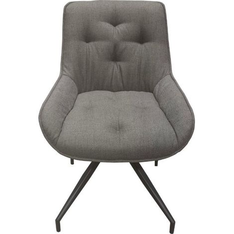 Silla de comedor gris claro con respaldo de piel sintética gris y patas negras - Agora (1/5)