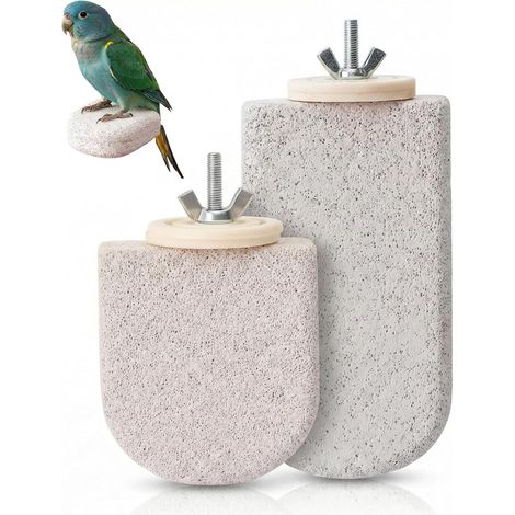2 Pièces Perchoir Oiseau en Pierre Minérale, Design Glace sur Bâton, Bâton à Ronger Naturel, Pour Perruches Ondulées et Calopsittes, Accessoire Cage à Oiseaux pour Soin du Bec et (1/5)