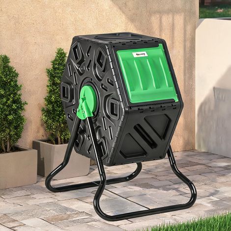 Composteur rotatif de jardin 65L avec base en acier en acero PP (1/5)
