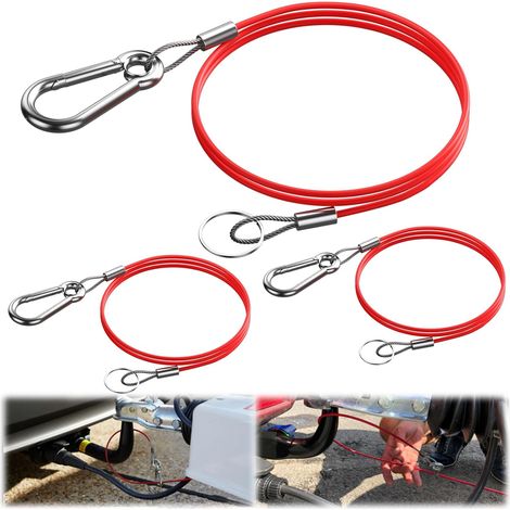Lot de 3 cordes de traction de 1 m pour remorques non freinées gainées pour toutes les remorques à frein courantes (1/5)