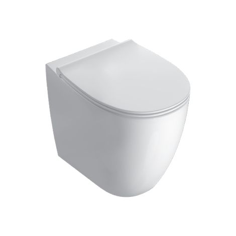 Vasomulti a terra senza brida in ceramica 54x36 cm Globo 4All MD004BI Bianco - Ceramica - Con copri wc