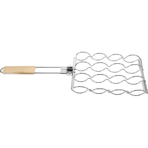 Grille pour maïs et saucisses, pince pliable avec poignée pour le camping et les grillades en plein air. (1/5)