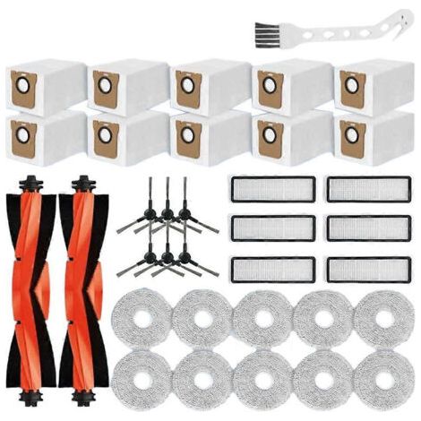 Pièces détachées pour aspirateur robot Xiaomi X20 Pro / X20 Max / D102GL / D109GL : brosse latérale principale, filtre HEPA, lingette de nettoyage, sac à poussière
