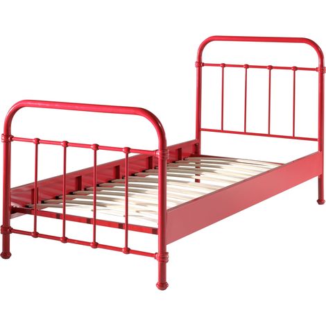 Lit 1 personne 90x200 cm rouge - NOIDA (1/3)