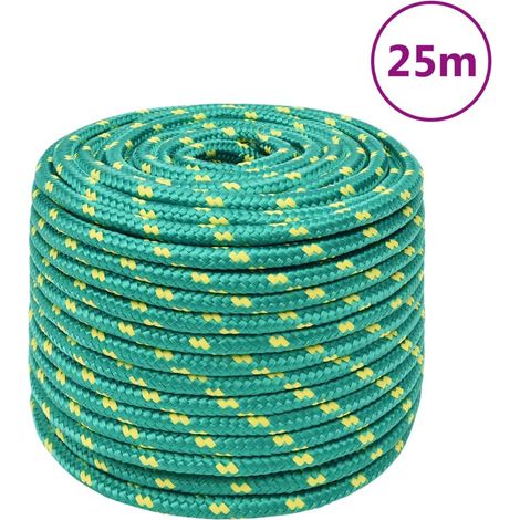 Corde de bateau, verte, 14 mm, 25 m, polypropylène