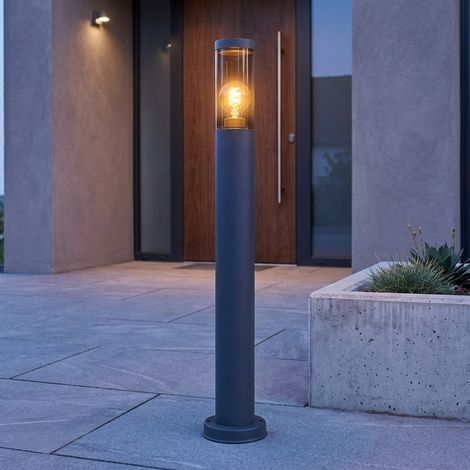 Lampadaire éclairage extérieur lampadaire fumée anthracite extérieur lampadaire de jardin, plastique inox, 1x E27, DxH 7,6x80 cm (1/5)