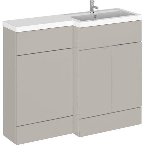 Alrewas Contemporary 2 Door Right-Hand Floor Standing Combination Unit with Basin, Pebble Grey, 1100mm