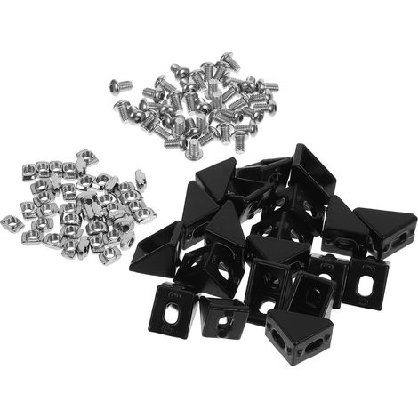 Sets de Supports d'angle en Alliage D'aluminium Couleur Aléatoire 2020 Lot de 20 Noir, Équerres de Fixation Légères et Portables Installation pour Profilé (1/5)