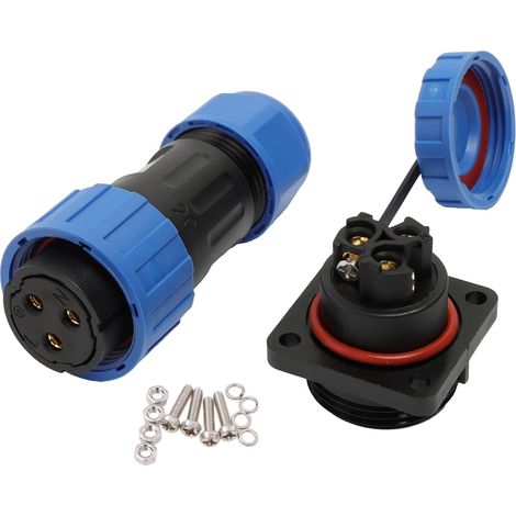 TY20 3 Pin Panel Mount Connector 25A Female Male Socket Quick Disconnect Waterproof Screw Wiring for Automotive Power Supply Outdoor Device (1/5)