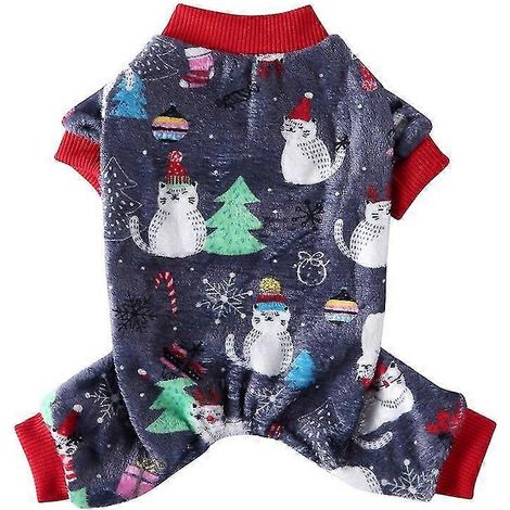 Pijama navideño de invierno para perros pequeños Shih Tzu Yorkshire, mono de forro polar suave para cachorros y gatos, ropa para mascotas 8 (1/5)
