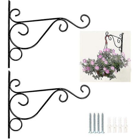 Lot de 2 crochets muraux pour plantes, supports pour pots de fleurs, décoration pour jardin, balcon, portail, lanterne (1/5)