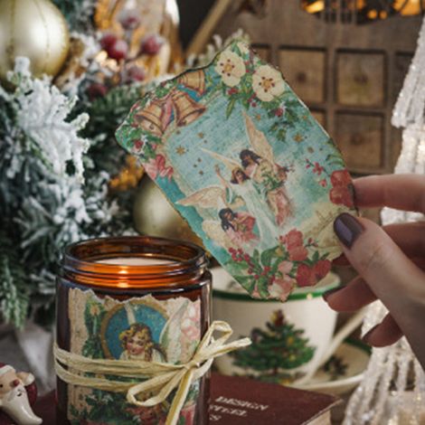 Momo Autocollants Fond Blanc Ivoire Série Prologue de Noël Décoration pour Journal de Noël 8 Feuilles d'Autocollants Fête de la Nuit de Neige (1/5)