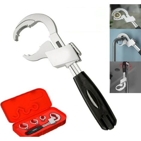 Chiave universale regolabile a doppia estremità per il bagno, chiave universale per tubi, set di attrezzi manuali regolabili a forma di mezzaluna per la riparazione di tubi dell'acqua
