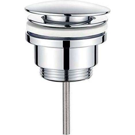 M20509 Bonde de Lavabo Clic Clac avec/sans Trop-Plein - Bouchon Vidage Salle de Bain en Métal Argenté, Robuste et Installation Facile (1/5)