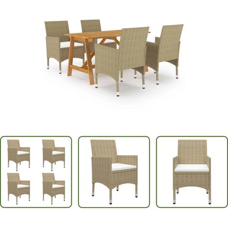 vidaXL Salle à manger extérieur - Ensemble à manger de jardin 5 pcs Beige (1/5)