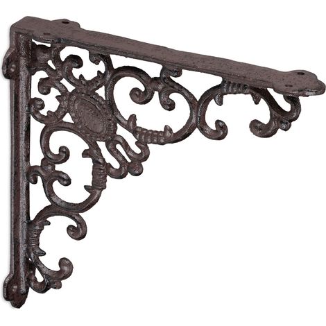 Set di 2 staffe da parete vintage decorative 21,5 x 4 x 21,5 cm in ghisa nera 130009204