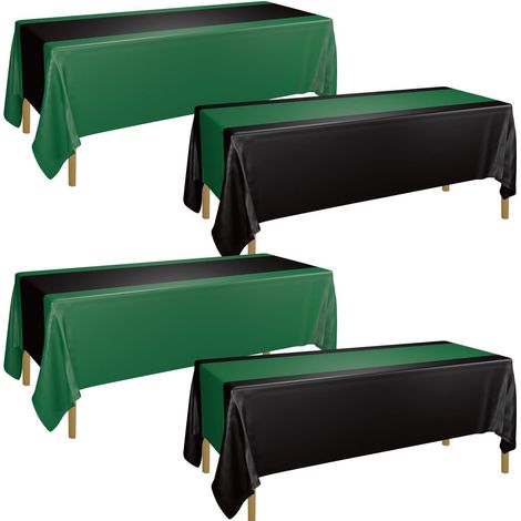 Lot de 4 sets de table Vert foncé Noir 130x220 cm Imperméable pour fêtes