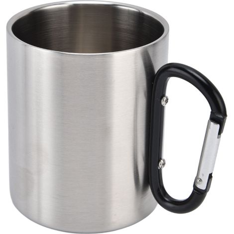 Mug en acier inoxydable 360 ml à double paroi, anse ergonomique, surface brillante, finition élégante et durable, poignée noire. (1/5)