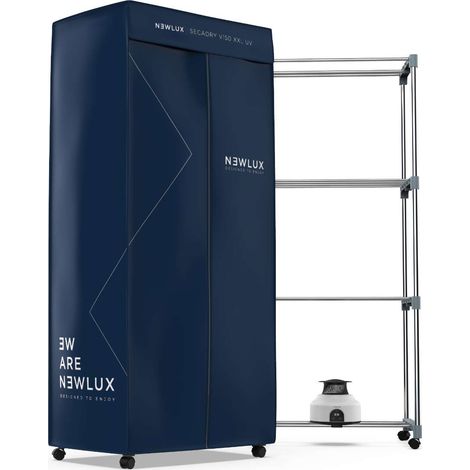 Newlux Secadora de Ropa Azul Secadry por Ventilación, 1200W, Luz UV, Capacidad 15Kg, Temp. 180min, 3 Niveles