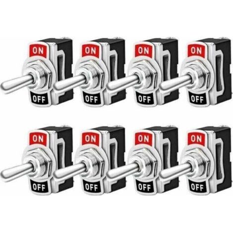 Professioneller Kfz-Wippschalter, 8er-Pack, Ein/Aus, 2 Positionen, 2-poliger SPST-Metallstecker, für Auto, Boot, LKW, 10 A, 125 V AC / 6 A, 250 V AC (1/4)
