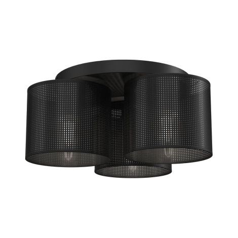 Plafoniera loft rotonda 3 luci E27 nera metallo Luminex