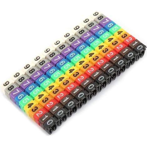 Étiquettes de câbles colorées 100 pcs – Marqueurs numériques codés pour identification rapide – Conception antidérapante type C - 100Pcs (1/5)