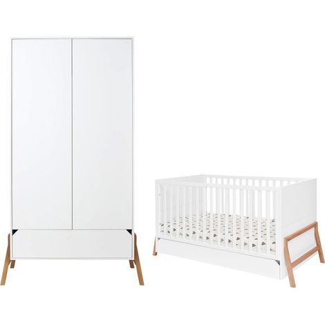 Evolutionsbett 70x140 und 2-türiger Kleiderschrank Bellamy Lotta Weiß