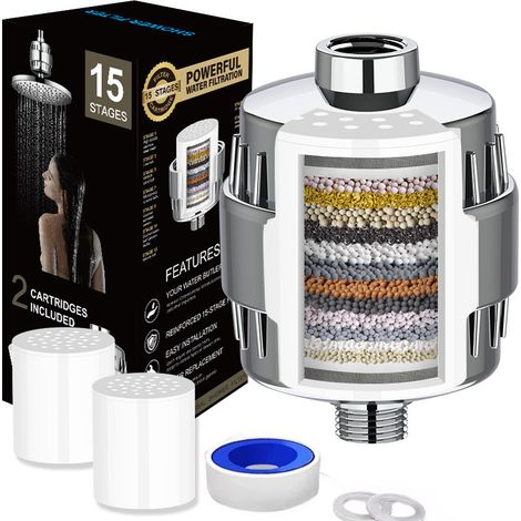 Système de Douche à 15 Étages - Filtre Anti-Chlore et Adoucisseur d'Eau pour Douche (1/3)