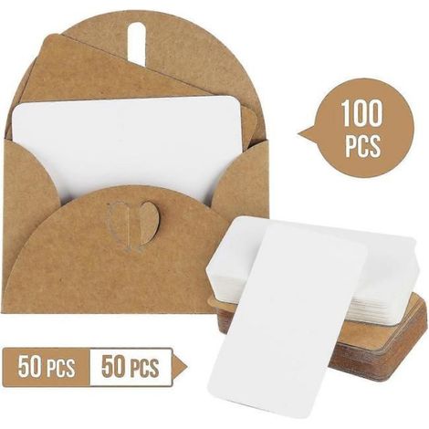 Enveloppe Kraft - Fermeture Coeur - 10,5 x 7 cm - Pour Cartes Cadeaux et DIY - Lot de 100 (1/4)