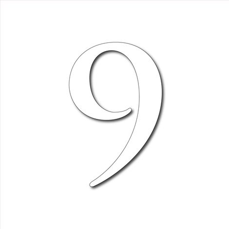 Numéro de Maison Plexigglas Noir ou Blanc.- Chiffre 9 - Hauteur de 10 cm