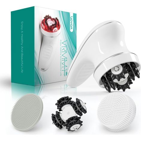 Masseur Anti Cellulite Electrique pour Visage Abdomen Jambes Fesses Appareil Anti-Cellulite avec 3 Têtes de Massage Multifonctionnelles, 3 Niveaux d'Intensité, IPX7 Étanche, Rechargeable VRMM1 (1/5)