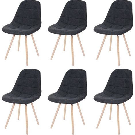 [NEUWERTIG] 6er-Set Esszimmerstuhl HHG-668 II, Stuhl Küchenstuhl, Retro 50er Jahre Design Stoff/Textil dunkelgrau (1/5)