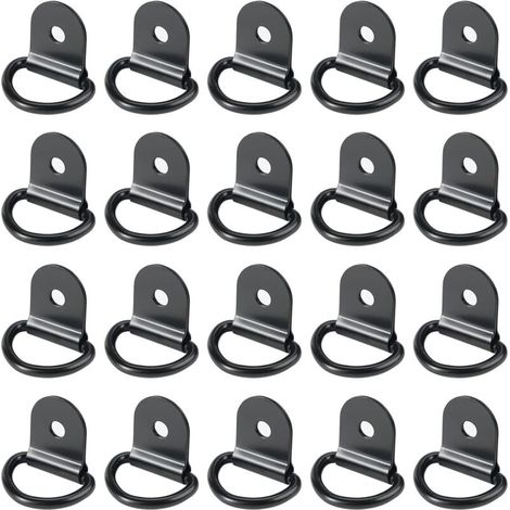 20 Stück Zurrringe, Zurrringe Edelstahl Zurrring, Ring Anhängermontage, runder Zurrring zum Zusammenklappen mit Ladungssicherung im PKW (36 x 25 mm, schwarz) (1/5)