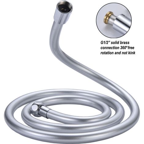 Tubo flessibile per doccia, argento 1,5 m / 59,01 pollici Tubo flessibile per doccia portatile G1/2 pollici per doccia per bagno A (1/4)