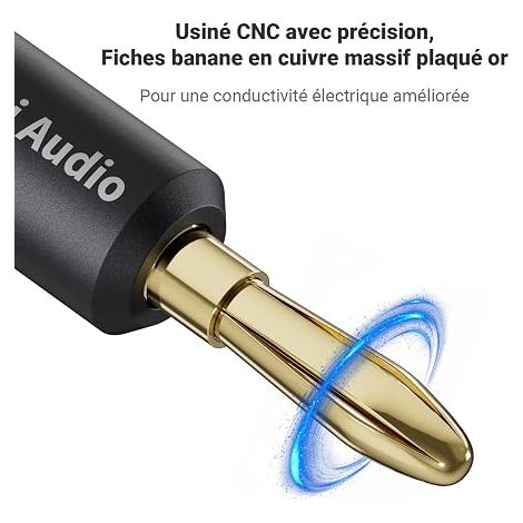 Fiches Bananes Câbles d'enceintes, Fiches Plaquées or Amplificateur/Récepteur/Bibliothèque/Enceinte Passive Stéréo Domestique (1/4)