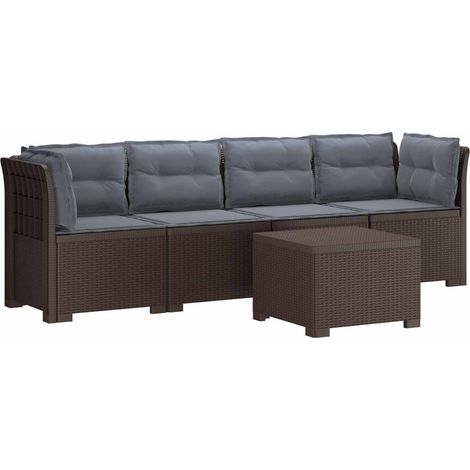 Maison Exclusive - 4-Sitzer Gartensofa mit Kissen Rattan Look PP (1/5)