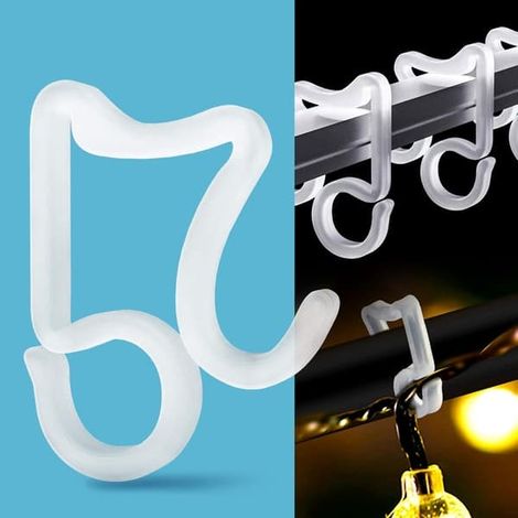 Clips pour guirlandes lumineuses de Noël, crochets de gouttière extérieurs pour décorations de Noël, clips résistants aux intempéries pour guirlandes lumineuses extérieures (1/5)