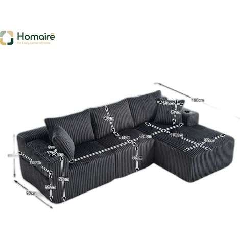 Sofa mit Modulen grau aus Polyester 257 x 160 x 62 cm HOMAIRE (1/5)