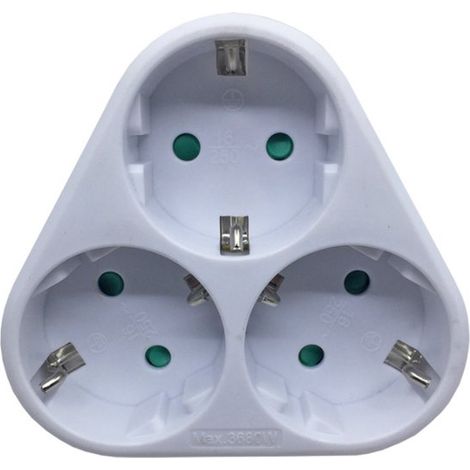 Enchufe de seguridad triple, estándar, versión de superficie, blanco ártico