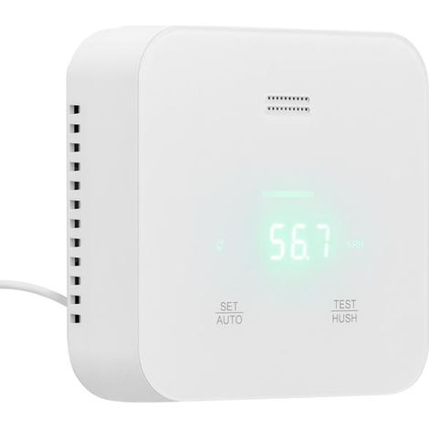 Détecteur de dioxyde de carbone CO2 – Alimentation secteur avec batterie de secours 12h – Alerte sonore jusqu'à 75dB – Affichage température et humidité – Evacuate